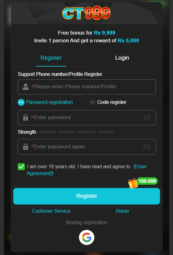 CT999 Game Registeratoin